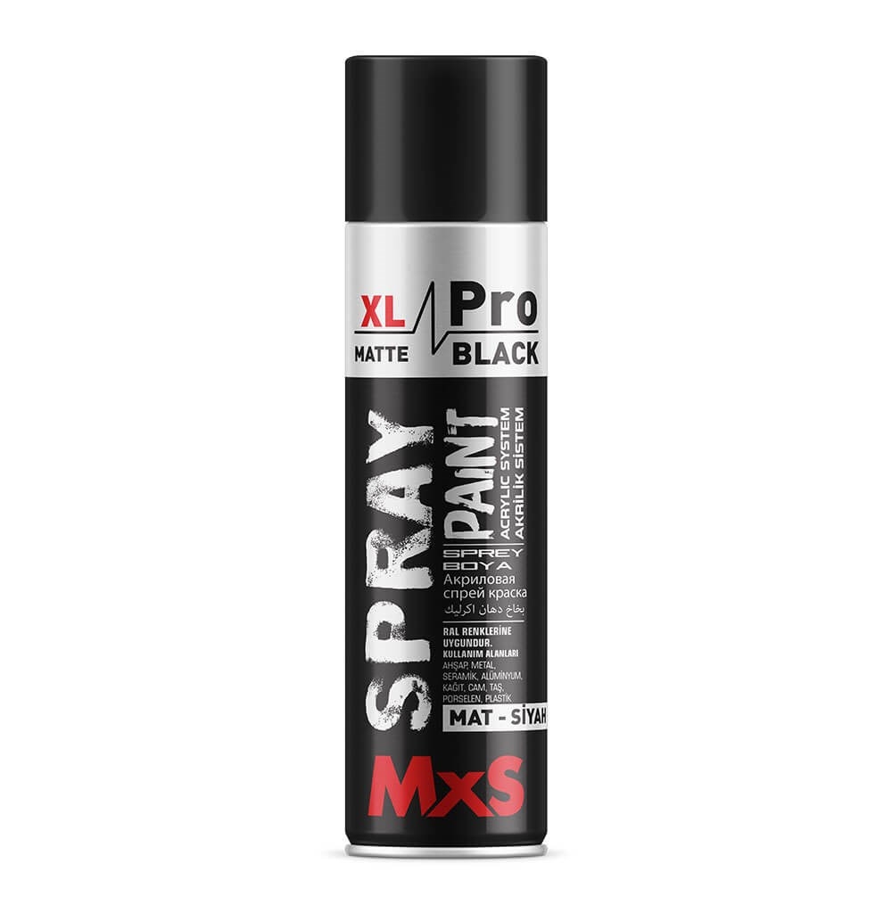 MxS XL Pro Spray Paint - Matte Black - 500 ML