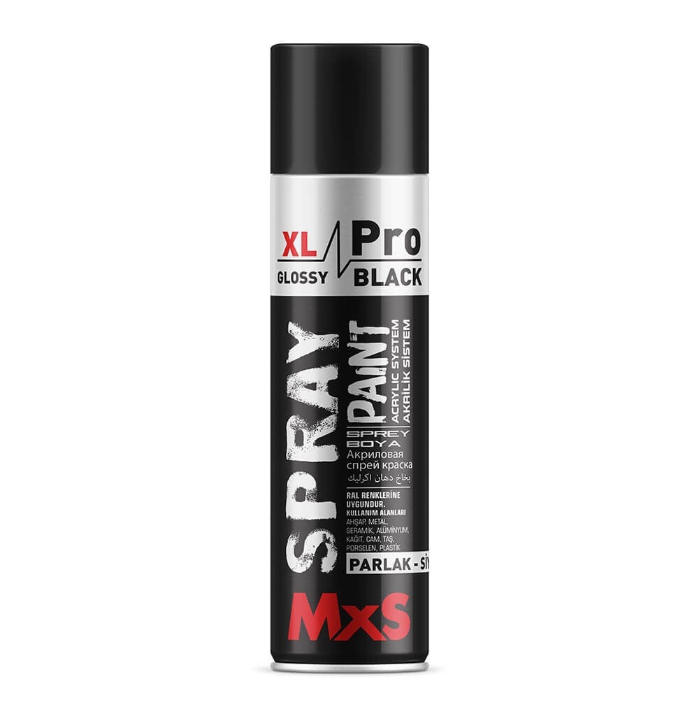 MxS XL Pro Spray Paint - Glossy Black - 500 ML